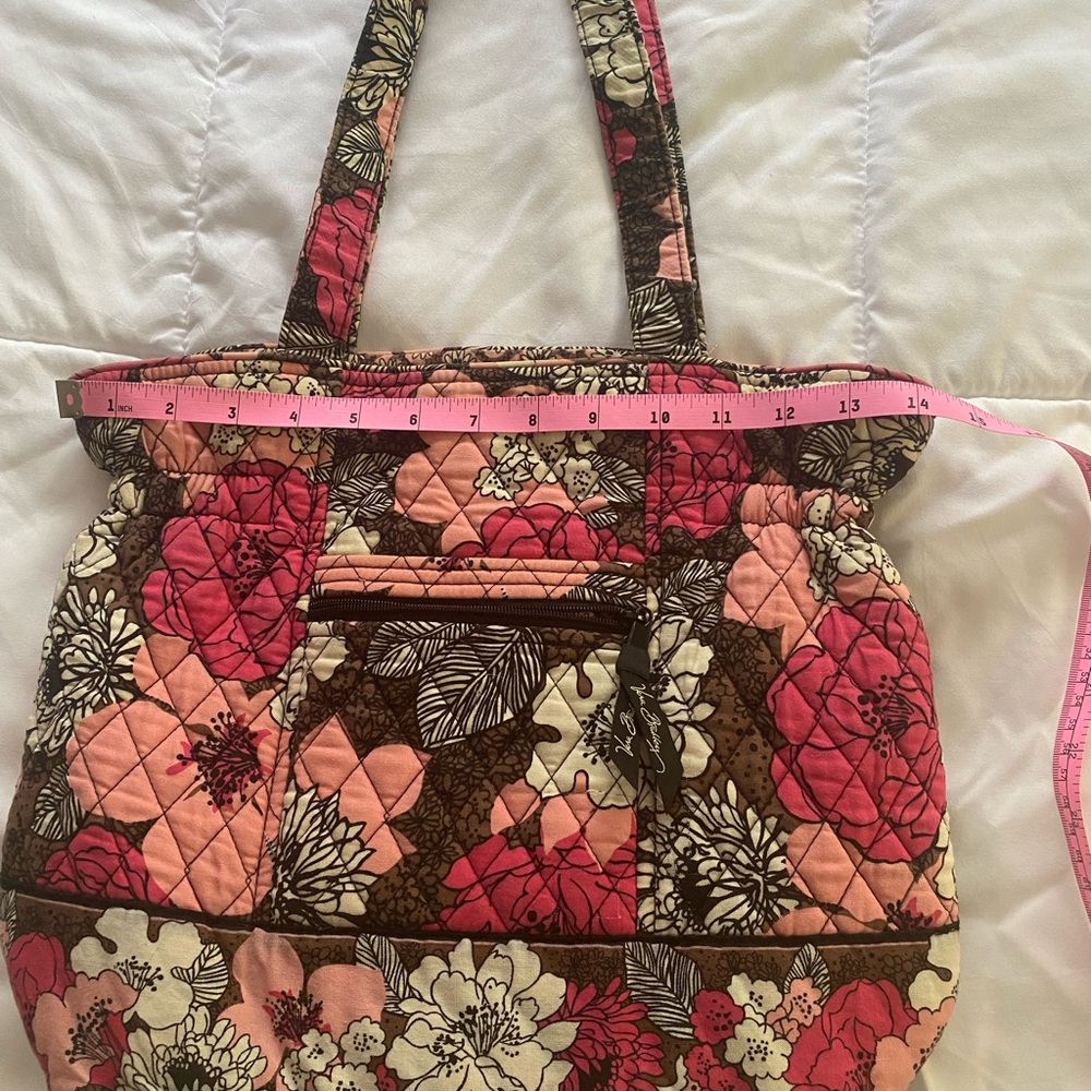 Vera Bradley retired mocha rouge shoulder bag pink, brown, white floral pattern - Picture 10 of 16
